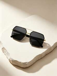 1 Pair Of Retro Double-Beam Aviator Fashion Glasses For Beach Vacations And Photoshoots - Multicolor - View 2