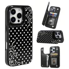 Pearl Polka Dot Dream Patterned Card Holder Leather Case Is Compatible With IPhone 17 Pro Max/Air/16/15/14/13/12/11.For Samsung S22/S23/S24/25. It's An Ideal Gift For Christmas, Valentine's Day, And New Year's, Perfect For Boyfriends, Girlfriends, And Family. - màu đen - Xem 13