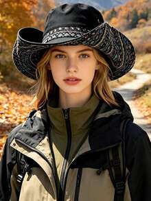2026 New Colorblock Sun Hat, Large Brim Fashion UV Protection Bucket Hat, Flattering Fit - Colorful Mountaineering - View 1