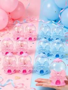 12/1pc Cute Gashapon Machine Shaped Transparent Candy Box, Storage Box With Bow Tie, Plastic Candy Cup Mini Box, Can Be Filled With Small Storage Box With Bow Tie, Candy Box Decor Candy Storage Box Candy Party Gift Container Chocolate Cake Dessert Princess Wedding Birthday Baby Shower Gift, Gender Reveal Party Favors, Wedding Birthday Valentine's Day Birthday Party Supplies (Pink, Blue) - Multicolor - View 3