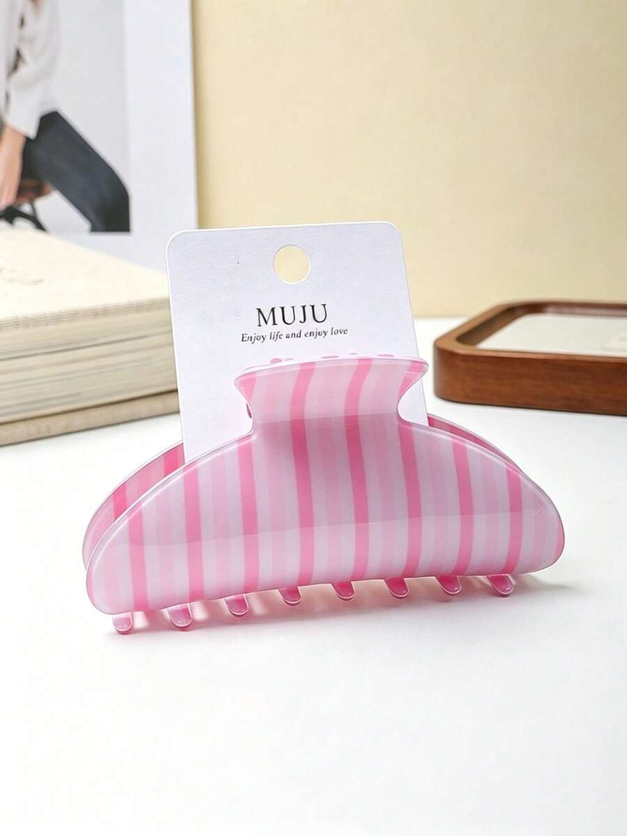 High-Quality PVC Material Korean Sweet Striped Hair Clip, Fashionable Hair Accessory Suitable For Back Of Head - Multicolor - View 1