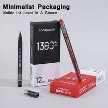 Large Capacity Gel Pen, 1300m+ Long Writing Length, Black & Red Ink Options, ST High-Precision Tip, Smooth Quick-Dry Ink For Clean Writing, Minimalist Visible Ink Barrel For School, Office & Study Use - 12Pcs/Set - View 5