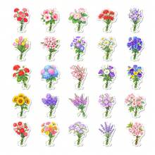 50 Peças Adesivos de Buquê de Flores em Aquarela, Decalques Florais Coquette para Bullet Journal, Planejador, Scrapbook, Diário, Álbum & Suprimentos Escolares de Papelaria Estética - A - Visão 7