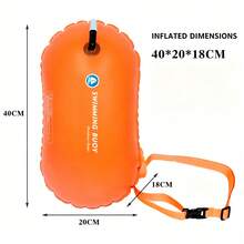1pc Outdoor Safety Swimming Buoy Assist Flotation Device, Single Air Bladder Swim Tow Float, Thick PVC Material With Waist Strap, High Buoyancy Design, Portable, Swimming Rest Floating Bag, Inflatable Buoy Lifesaving Gear, Essential For Holiday, Pool, Beach - Multicolor - View 11