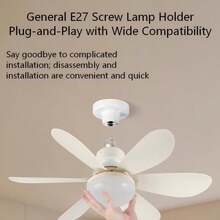 Lampu Kipas Enam Bilah dengan Kap Lampu Bulat yang Dapat Dilepas, Antarmuka E27, Lampu Kipas Senyap, Cocok untuk Ruang Tamu, Ruang Makan, dan Kamar Tidur - Putih - View 4