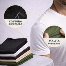 Set Of 5 Men's Basic Plain T-Shirts, 100% Premium Cotton - Kit 5 Black - View 2