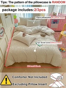 2/3件組卡其色葉子圖案鏤空簇絨被套組，簡約純色床上用品，適合四季使用，柔軟透氣波西米亞風臥室/客房被套，可機洗，適用於單人/雙人/大號/特大號床 (1件被套 + 1/2件枕套，不含填充物) - 卡其色 - 查看 5