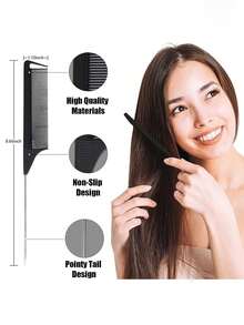 4pcs Plastic Hair Combs, Suitable For Thick/Curly/Fine/Long/Short Hair, Unisex, Ideal For Salon And Home Use. Magnetic Wrist Strap, Iron Suction Cup Hair Clip, Sewing Supplies, Metal Hair Clip Styling Tool Comb, Anti-Static Hair Comb, Hair Styling Tool, Hair Accessories. - Multicolor - View 4