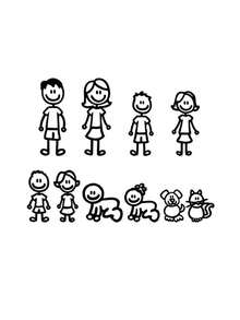 1pc Family Member Stick Figure Car Sticker, Waterproof Vinyl Material, Family Children Pet Print, Classic Minimalist Style, Car Rear Window Decoration - Multicolor - View 9