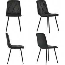 Dining Room Set, Table And Chairs (5 Pieces), Modern And Minimalist Style, Consisting Of A Round Marble Table, Gold Metal Table Legs And 4 Ergonomic Black Velvet Chairs. - Gold - View 10