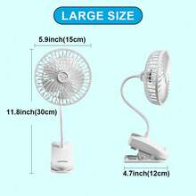 Summer Cooling Personal Portable Fan, Desktop Silent Small Fan, 4 Speed Adjustment Modes, USB Charging Function, One-Key Switch, 360° Adjustable Flexible Neck Fan. Suitable For Home, Beach, Office, Dormitory, Bedroom, Indoor, Outdoor, Baby Carriage, Travel, Travel Essentials, Summer Gifts, Etc. Occasions. - WQ-fS01B - View 11