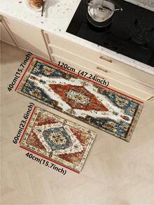 1/2 miếng thảm sàn bếp hoa phong cách Bohemian, thảm trải sàn và thảm bếp, chống trượt có thể giặt, thảm dài bếp Bohemian, đế cao su. - Nhiều màu - Xem 14