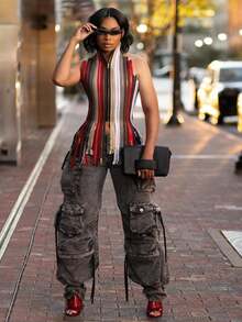 Summer Fashion Creative Street  Neck-Wrap Strap Backless Top - 彩色 - 查看 1