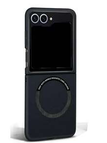 簡約纖薄磁吸純色親膚感手機殼 適用於 Galaxy Z Flip 7 Z Flip6 ZFlip 5 ZFlip 4 3 無線充電防滑保護套 - 黑色 - 查看 4