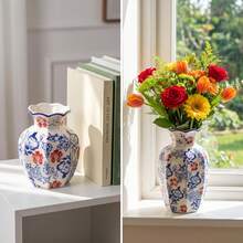 Vintage blau-weiße Porzellanvase, chinesischer Stil Hochwertige Keramik Blumenvase, Heimdekoration Mittelpunkt für frische Blumen, geeignet für Wohnzimmer und Eingangsbereich - Vase - Übersicht 5