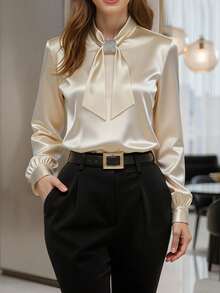 Women Blouses & Shirts - 香檳色 - 查看 1