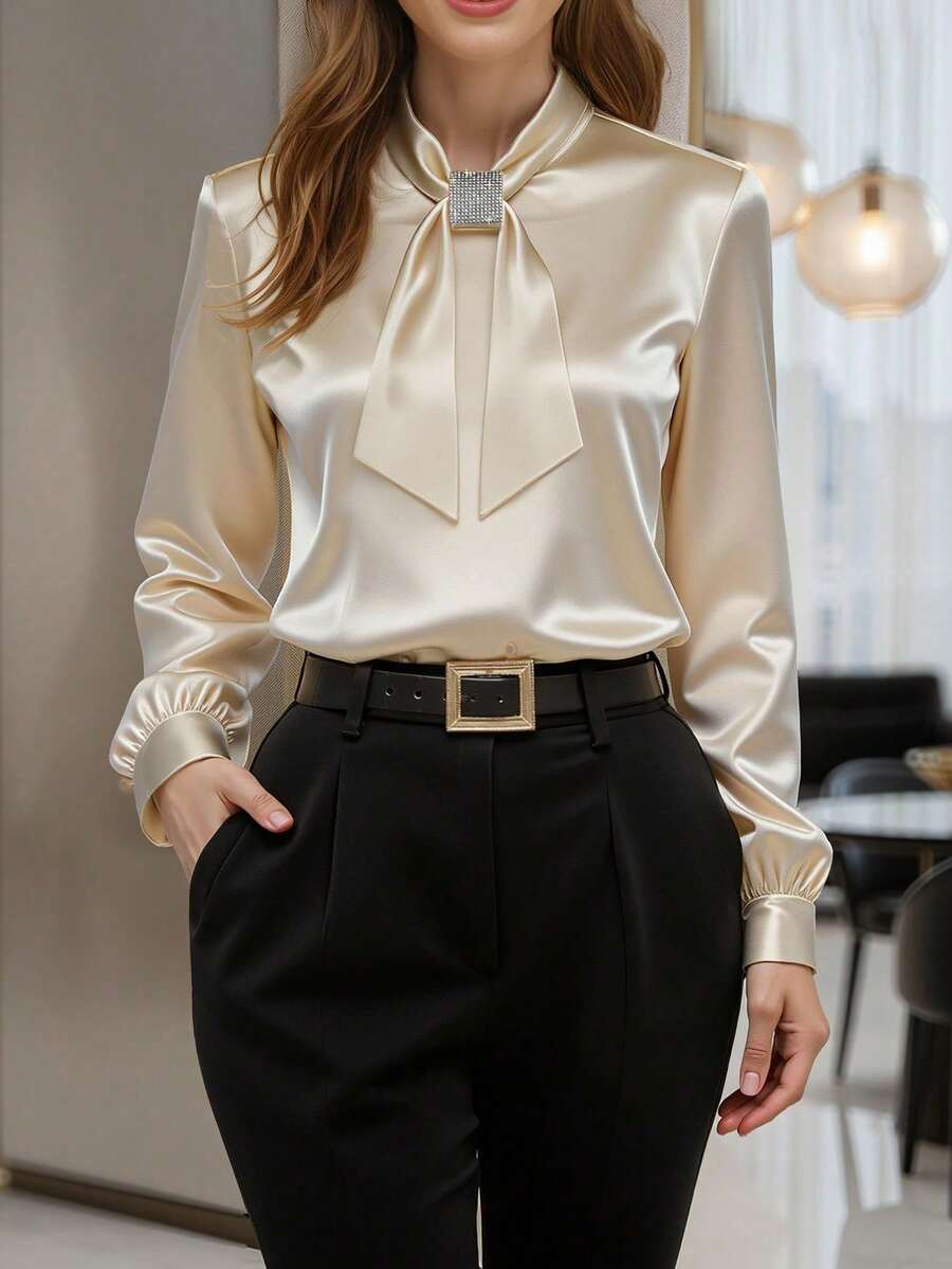 Women Blouses & Shirts - 香檳色 - 查看 1