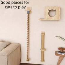1 cái dây leo mèo gắn tường bằng gỗ đặc và dây thừng sisal, dây thừng sisal đơn, thuận tiện cho mèo cào tự nhiên, tiết kiệm không gian, chống mài mòn, cột cào mèo dày dạng treo kiểu cốc, chất liệu gỗ và sisal, đồ dùng thú cưng gia đình, dây cào mèo gắn tường, cột cào mèo, dùng tại nhà - Nhiều màu - Xem 11