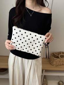 Polka Dot Clutch Bag, Suitable For Daily Commute - White - View 4
