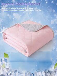 1pc Light Pink Cooling Blanket, Bedspread, Bedding, Bedroom Decor, Air Conditioning Quilt, Lightweight Summer Bedding, Fully Breathable And Cool, Soft And Comfortable, Suitable For All Bed Sizes, Suitable For Home And Dorm Use, Does Not Include Pillows And Pillowcases - Baby Pink - View 5