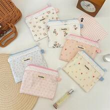 Floral Lace Coin Purse, Fresh Earphone & Data Cable Storage Bag, Lipstick Makeup Pouch - Multicolor - View 1