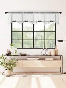 S-Shaped Milky White Ruffle Short Curtain, European Minimalist Style All Polyester Window Curtain, Suitable For Living Room And Bedroom Windows And Doors Decoration, Single Or Double Panel Available, Curtain Rod Not Included - Off White - View 10