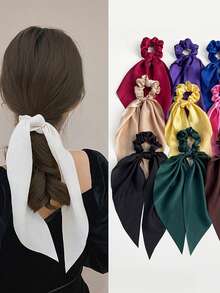 1 buah Ikat Rambut Pita Satin Bentuk Simpul, Tali Rambut, Warna Polos, Gaya Korea, Ikat Rambut Pita untuk Anak Perempuan, Karet Rambut Ekor Kuda - MultiWarna - View 4