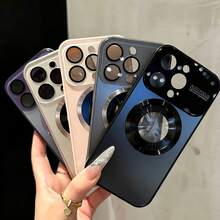 Phone Case - Luxury Glassy Lens Protection Electroplated Magnetic Phone Case Compatible With Iphone 17 Pro Max 17 Pro 17 16 Pro Max 16 Pro 16 15 14 13 Cases Wireless Charging Shockproof Hard Back Cover - 銀色 - 查看 4