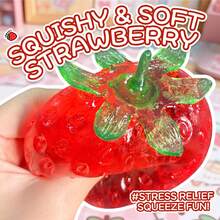 1pc Handmade Large Strawberry Squishy Toy, Thin Skin Zero Rebound Stress Ball, Coconut Oil Texture ASMR Fidget Toy Gift - Clear - View 8