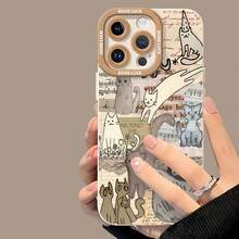 Lindos gatos grises collage de papel vintagefunda de teléfono Fundas compatibles con ,Apple,VIVO,OPPO,,, y Honor.Fabricadas en silicona TPU,ofrecen protección contra golpes y caídas.correa para celular - Blanco - Ver 4