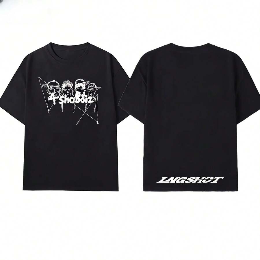 LNGSHOT 4SHOBOIZ Women's All-Purpose Print T-Shirt 2026 New Style Casual Short-Sleeved Shirt - 黑色 - 查看 1