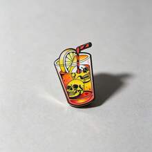 橘色骷髏頭飲品琺瑯胸針別針 時尚裝飾胸針飾品 翻領包包徽章 珠寶禮物 - 橘色 - 查看 4