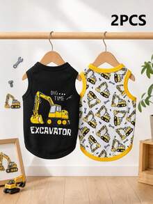 LUCKIE PAW 2pcs/Set Rompi Hewan Peliharaan Motif Lucu Perbaikan Ekskavator, Pencegahan Kutu Fisik, Mengurangi Kerontokan Bulu, Rompi Anjing Berinsulasi & Bernapas, Cocok Untuk Anjing dan Kucing Besar dan Kecil, Penggunaan Dalam dan Luar Ruangan - MultiWarna - View 11