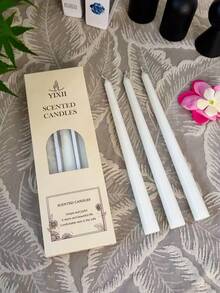 4支/2支10英寸白色锥形香氛蜡烛，大豆蜡混合材质，燃烧时间3-5小时，圣诞细长蜡烛，家居装饰蜡烛，圣诞礼物，包含香氛蜡烛，圣诞家居装饰蜡烛，万圣节家居装饰，烛台礼品，适合女性，冬季礼物 - 白色 - 查看 13