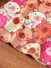 Girls Cute Kitty Print Casual A-Line Dress With Ruffle Sleeves, Summer Holiday & Daily Wear - Multicolor - View 6