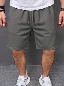 GRDR Men's Summer Minimalist Drawstring CasualBermuda Shorts - Dark Grey - View 3