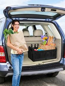 Multifunctional Car Storage Box, Stylish Spacious Passenger Seat Storage Box, Car Organizer Trunk Storage Box Oxford Fabric Storage Box Large Capacity Foldable, Multipurpose Trunk Organizer Box, Easy To Clean Car Storage Solution, Car Interior Organizer Box, Essential Car Storage Box - Suitable For Sedan/SUV/MPV Passenger Seat And Trunk - Black - View 2