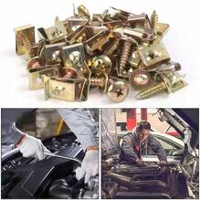 10pcs M6 Threaded Hex Washer U-Clips, Automotive Metal Fastener Kit For Floor, Fender, Bumper, Hood, Rust-Proof And Durable, Car Repair And Modification Fixings - 10 Pairs Of Threaded Metal U-clamps - View 2