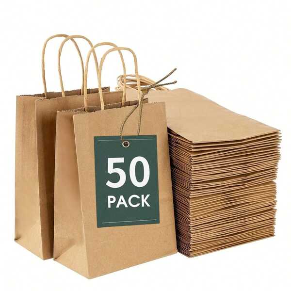 50 túi giấy quà tặng có quai, phù hợp cho quà tặng lễ hội, túi kẹo sinh nhật, trang trí sinh nhật, quà tặng tiệc, trang trí đám cưới