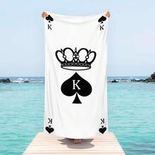 1pc Ultra Soft King Crown Pattern Beach Towel, Suitable For Beach, Pool Party, Vacation - Beach & Pool Accessories - Style1 - View 7
