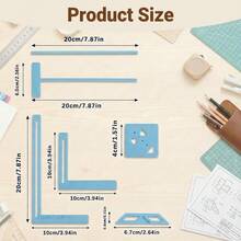 6 piezas Herramienta de encuadernación fácil para principiantes, Kit de herramientas de encuadernación, Juego de plantillas de regla de plástico Suministros de scrapbooking Incluye regla en T, inglete de esquina, espaciador de lomo, divisor, plantilla de forma para hacer cuadernos y diarios DIY - Multicolor - Ver 2