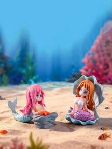 4件迷你美人魚小雕像，樹脂美人魚公主雕像，可愛美人魚裝飾品，適用於水族箱裝飾、蛋糕裝飾、微景觀、桌面裝飾，給女孩的可愛禮物 - 美人魚 - 查看 6