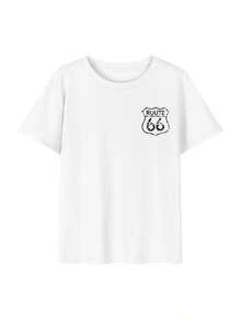 200g 100% Cotton T-Shirt, 2026 Summer Fashion Printed Short-Sleeve T-Shirt, Couple Style, Innerwear, Outerwear, Office Casual Round Neck Short-Sleeve Top - White - View 3