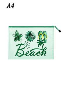 時尚防水PVC沙灘包，印有「Beach」與彩色字母，A4尺寸，透明化妝包，尼龍拉鍊，春夏防曬收納，適合游泳、沙灘、潛水與夏季度假，學生開學季，送給朋友、家人、閨蜜、同學的禮物。生日、節日、派對、婚禮（伴娘）、教師節的完美禮物與紀念品。郵輪必備，畢業、暑假、開學季禮物 - 彩色 - 查看 14