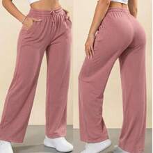 Women's Wide-Leg Pants, Woolen Pants, Winter/Cold Weather - Rusty Rose - View 1