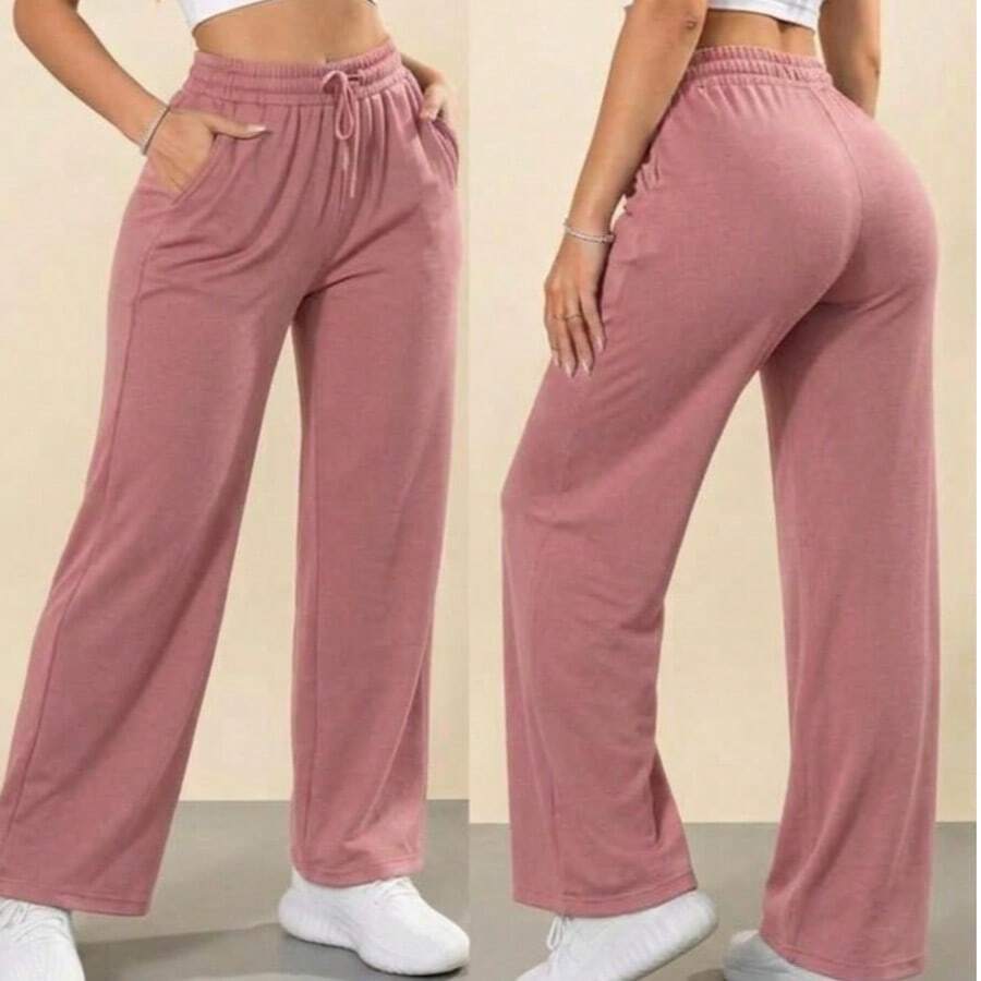 Women's Wide-Leg Pants, Woolen Pants, Winter/Cold Weather - Rusty Rose - View 1