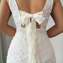 . .  Nuevo vestido de punto texturizado sin mangas con cuello cuadrado y diseño de lazo de mariposa en la espalda abierta, elegante vestido ajustado para fiesta - Negro01 - Ver 5