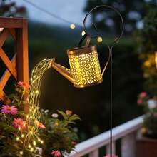 1pc Solar Powered Iron Coin Water Fountain Light, Flickering Light Suitable For Yard, Garden, Outdoor Ground Stake Lamp - Coin-shaped Water Bottle - View 2