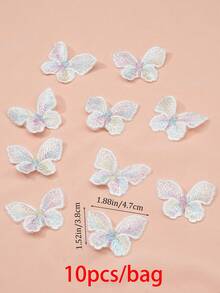 10pcs DIY White Lace Butterfly Sewing Embellishments, Clothing Accessories - White - View 7