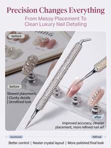 El diseño de doble extremo le permite recoger strass con un extremo y grabar diseños de uñas con el otro - Una herramienta de doble propósito que ahorra tiempo y crea detalles exquisitos en las uñas. Una herramienta, dos funciones, para un proceso de arte de uñas talla grande rápido. - Multicolor - Ver 8